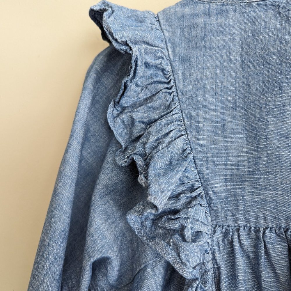 Women's Blue Ruffle Top - Picture 6 of 7